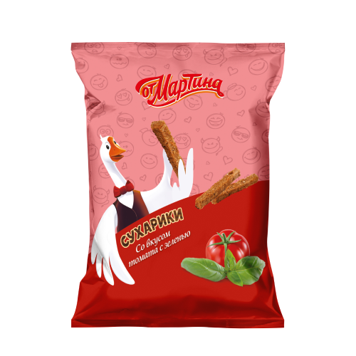 Сухарики пшеничные ОТ МАРТИНА макси со вкусом томата с зеленью 60 гр